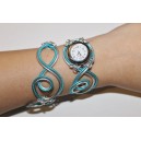 Bracelet montre- Piéce Unique- Duo d'aluminium bleu Turquoise argent