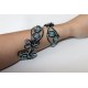 Bracelet montre - Piéce Unique- Duo d'aluminium Noir bleu glacial et Aigues marines