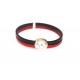 Bracelet Ballon de rugby en cuir rouge et noir 
