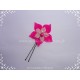 Parure 4 piéces fleurs de soie ivoire fushia modéle Valentine