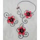 Parure 3 piéces fleurs de soie rouge et noire modéle Ruby's