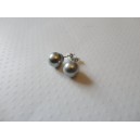 Puces d'oreilles perles swarovski grises 10mm