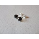 Puces d'oreilles perles swarovski noires 6mm