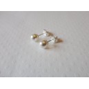 Puces d'oreilles perles swarovski blanches 6mm