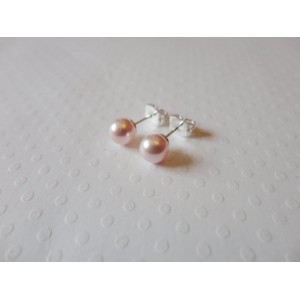 Puces d'oreilles perles swarovski rose tendre 6mm