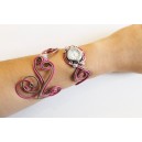Bracelet montre - Piéce Unique- Duo d'aluminium Rose et marron glacé